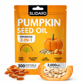 SLIDARO Pumpkin Seed Oil 2-in-1 Supplement, 300 Softgels, Cold-Pressed, Vegan & Non-GMO, 3,000mg Per Serving