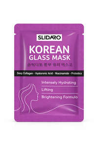 (4 Pcs in 1 Pack) SLIDARO Korean Glass Mask, Hydrating, Lifting, and Brightening Sheet Mask, Deep Collagen, Hyaluronic Acid, Niacinamide, and Probiotics, 30g