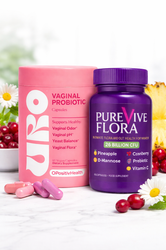 Vaginal Probiotic & Gut Health Bundle for Women, 26 Billion CFU + pH Balance Support, Cranberry, D-Mannose & Prebiotics