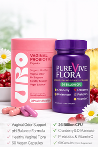 Vaginal Probiotic & Gut Health Bundle for Women, 26 Billion CFU + pH Balance Support, Cranberry, D-Mannose & Prebiotics