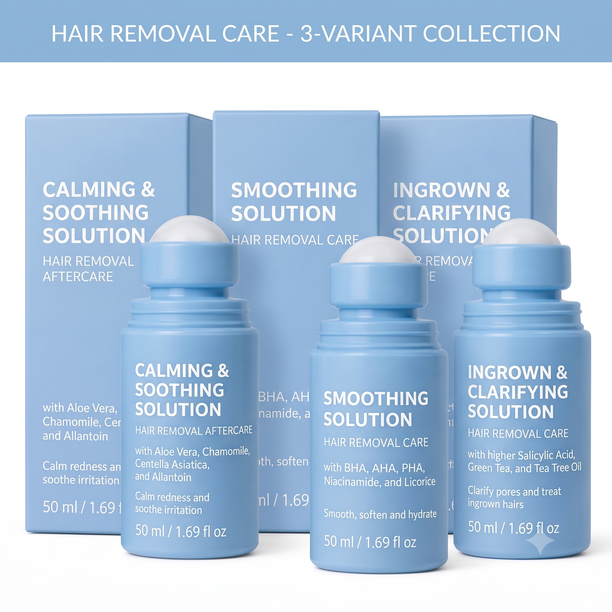 Slidaro Smoothing Solution Hair Removal Care, Exfoliating & Hydrating, with BHA, AHA, PHA, Niacinamide & Licorice, 50ml
