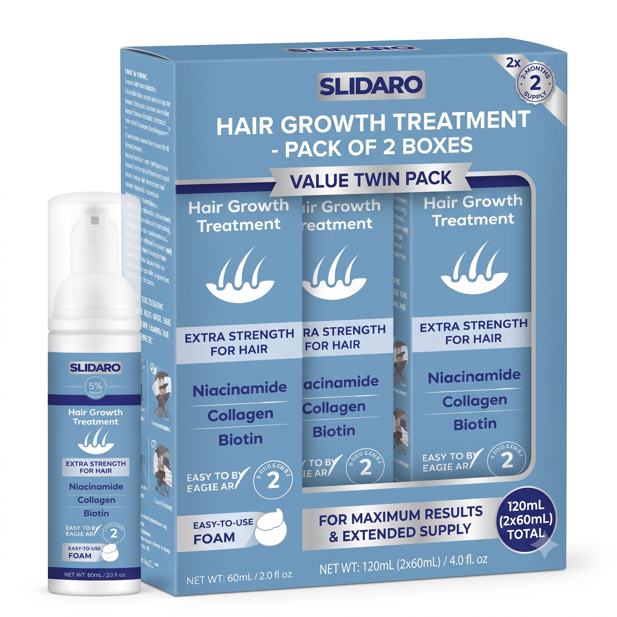 Slidaro Hair Growth Niacinamide Collagen Biotin Foam
