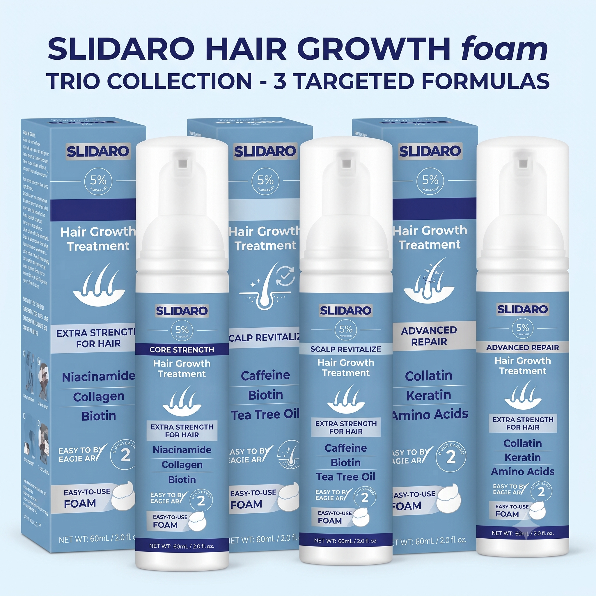 Slidaro Hair Growth Niacinamide Collagen Biotin Foam
