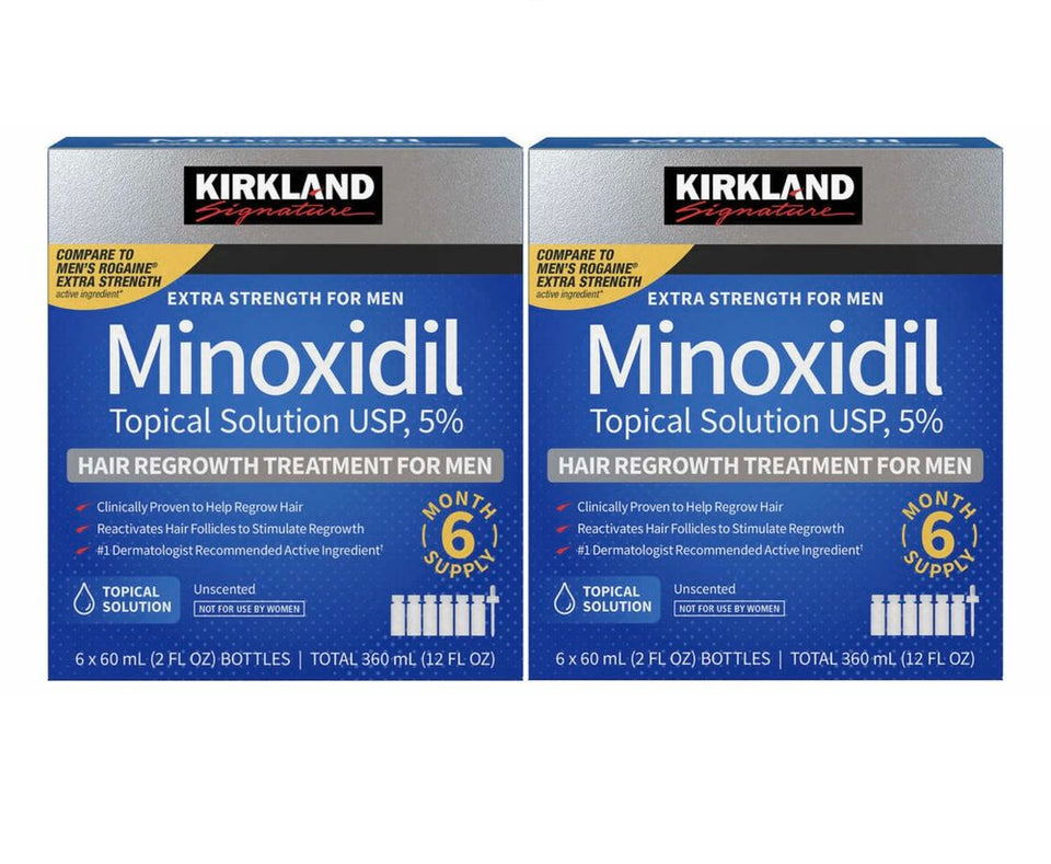 Kirkland Signature 5% Minoxidil Solution, Hair Regrowth Treatment For Men- 12 Month Supply