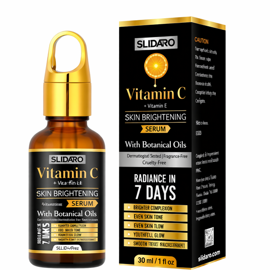 SLIDARO Vitamin C + E Skin Brightening Serum, With Botanical Oils, Radiance in 7 Days, 30ml