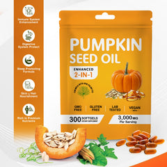 SLIDARO Pumpkin Hair Care Seed Oil 2-in-1 Supplement, 300 Softgels, Cold-Pressed, Vegan & Non-GMO, 3,000mg Per Serving