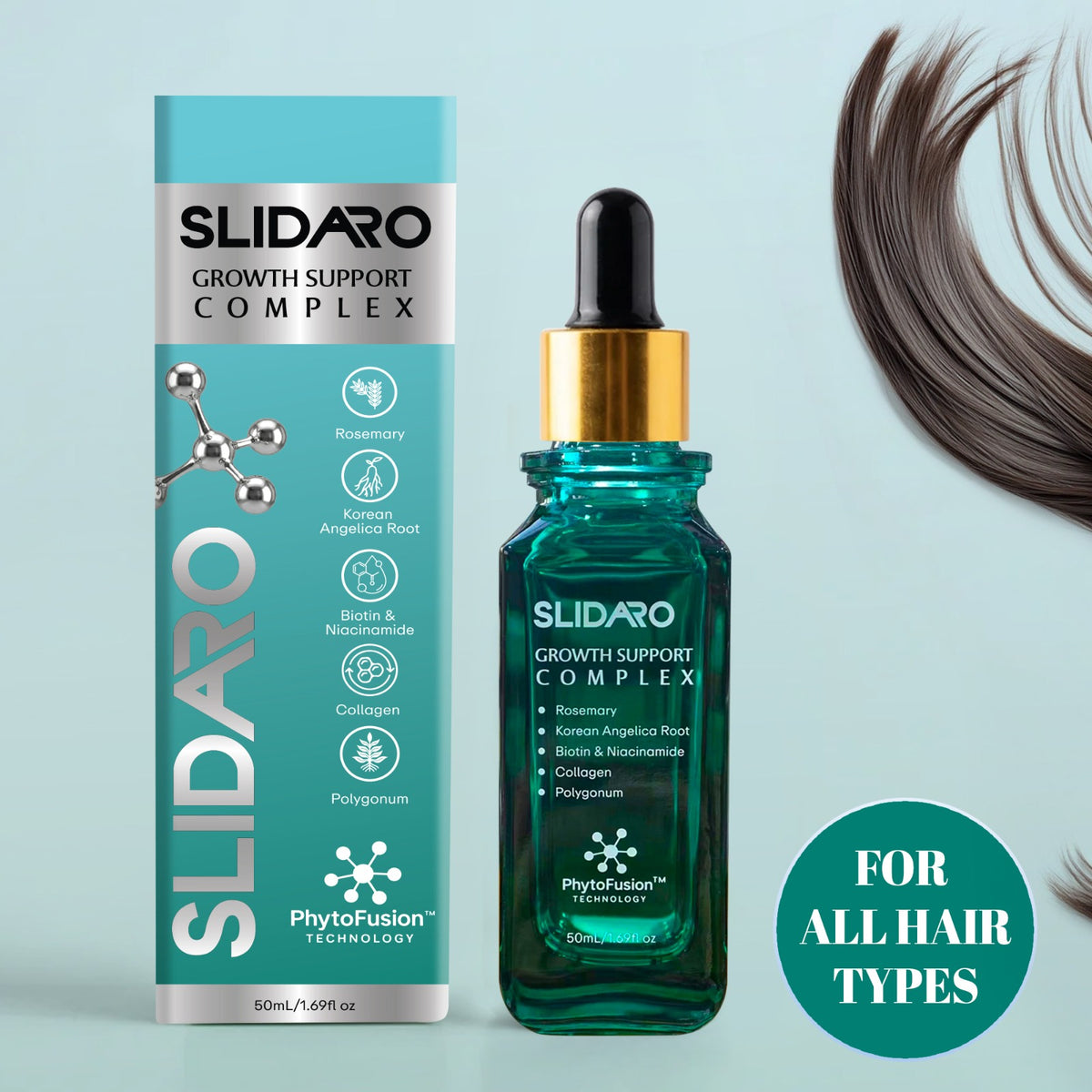 SLIDARO Growth Support Complex, Advanced Hair and Skin Supplement with Rosemary, Biotin, Collagen & More