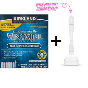 Kirkland Signature 5% Minoxidil Solution, Hair Regrowth Treatment For Men- 6 Month Supply + Free Derma Stamp